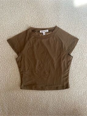 Pretty Garbage Olive Brown Cropped T-Shirt